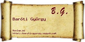 Baróti György névjegykártya